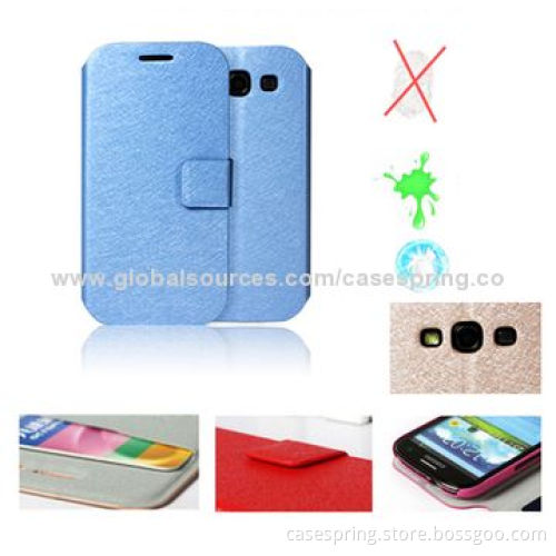 Folio leather case for Samsung galaxy S5, PU leather material with silk texture cases